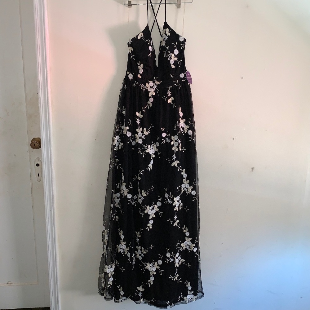 Windsor Formal floral sheer black dress gown
